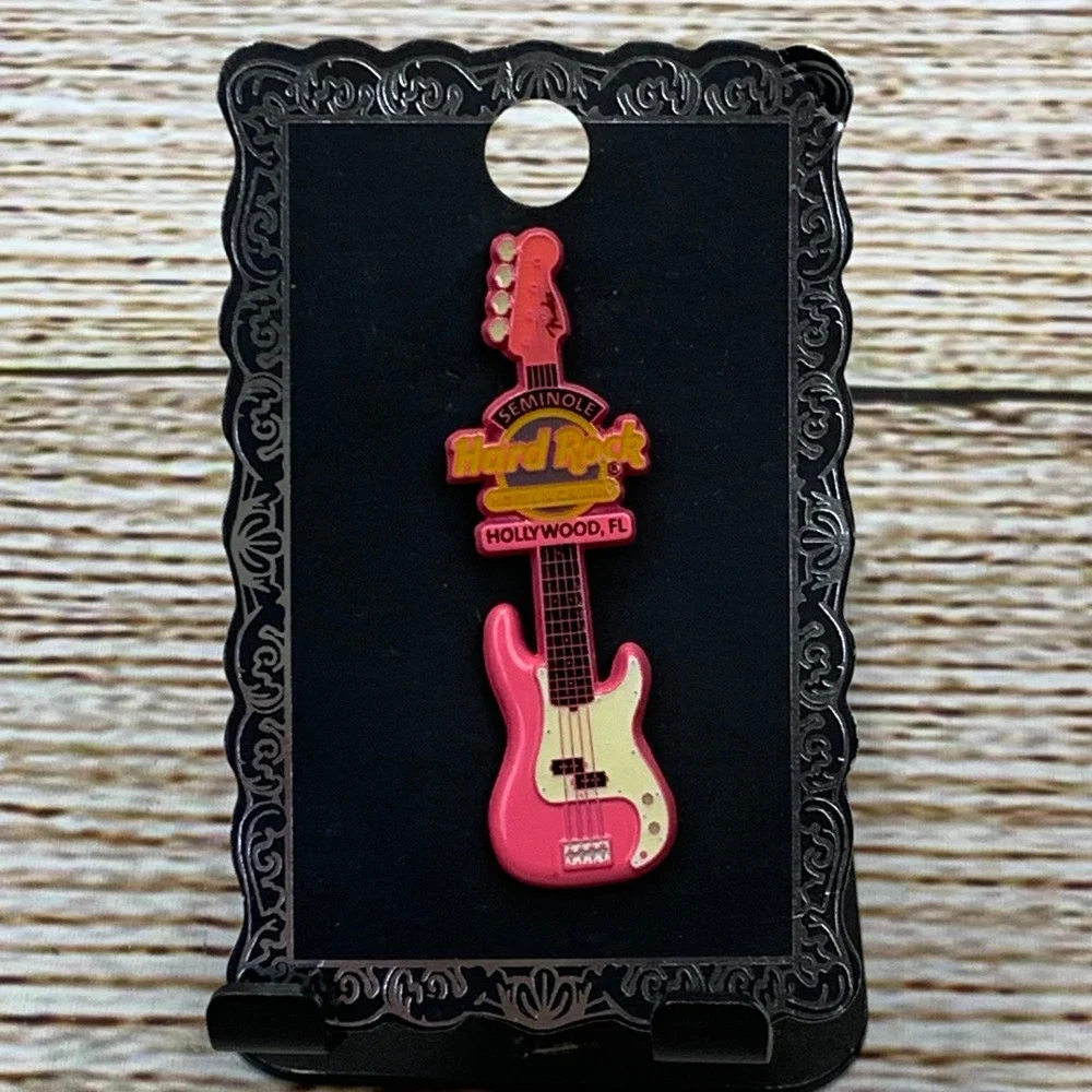 Seminole Hard Rock Hotel Hollywood FL‎ Guitar Pink Silver State Pin